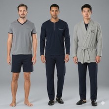Pierre Cardin 5595 5'li Röpteşambır Pijama Seti - Gri