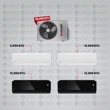 Arçelik 1+4 Multi Sistem Klima / 36100 Md Pro Dış Ünite ( 9 Btu Beyaz + 2 Adet 12 Btu Siyah + 12 Btu Beyaz Iç Üniteler )