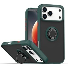HANPORIUM Apple iPhone 17 Pro Max Uyumlu Kılıf Yüzüklü Standlı Extra Darbe Koruma Sert Silikon Kapak - Yeşil