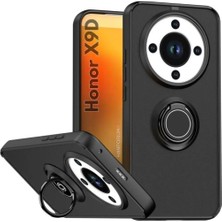 HANPORIUM Honor X9D Uyumlu Kılıf Yüzüklü Standlı Extra Darbe Koruma Sert Silikon Kapak - Siyah