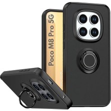 HANPORIUM Poco M8 Pro 5g Uyumlu Kılıf Yüzüklü Standlı Extra Darbe Koruma Sert Silikon Kapak - Siyah