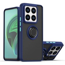 HANPORIUM Xiaomi 14 Uyumlu Kılıf Yüzüklü Standlı Extra Darbe Koruma Sert Silikon Kapak - Lacivert
