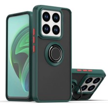 HANPORIUM Xiaomi 14 Uyumlu Kılıf Yüzüklü Standlı Extra Darbe Koruma Sert Silikon Kapak - Yeşil