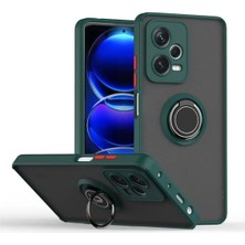 HANPORIUM Redmi Note 12 Pro Plus Uyumlu Kılıf Yüzüklü Standlı Extra Darbe Koruma Sert Silikon Kapak - Yeşil