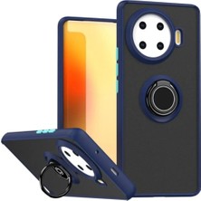 HANPORIUM Tecno Spark 20 Pro Plus Uyumlu Kılıf Yüzüklü Standlı Extra Darbe Koruma Sert Silikon Kapak - Lacivert
