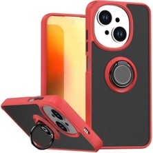 HANPORIUM Tecno Spark Go 2025 Uyumlu Kılıf Yüzüklü Standlı Extra Darbe Koruma Sert Silikon Kapak - Kırmızı
