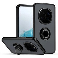 HANPORIUM Honor Magic 7 Pro Uyumlu Kılıf Yüzüklü Standlı Extra Darbe Koruma Sert Silikon Kapak - Siyah