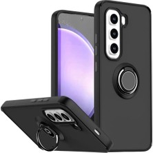HANPORIUM Infinix Hot 50 Pro Uyumlu Kılıf Yüzüklü Standlı Extra Darbe Koruma Sert Silikon Kapak - Siyah