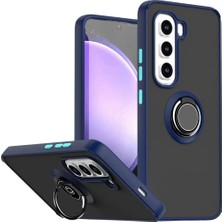 HANPORIUM Infinix Hot 50 Pro Uyumlu Kılıf Yüzüklü Standlı Extra Darbe Koruma Sert Silikon Kapak - Lacivert