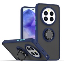 HANPORIUM Realme 12 Pro Uyumlu Kılıf Yüzüklü Standlı Extra Darbe Koruma Sert Silikon Kapak - Lacivert
