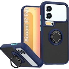 HANPORIUM Xiaomi 17 Pro Uyumlu Kılıf Yüzüklü Standlı Extra Darbe Koruma Sert Silikon Kapak - Lacivert