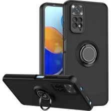 HANPORIUM Redmi Note 12 Pro 4g Uyumlu Kılıf Yüzüklü Standlı Extra Darbe Koruma Sert Silikon Kapak - Siyah