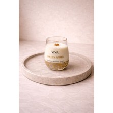 Viva Golden Amber Premium Ahşap Fitilli Soya & Jel Bardak Mum