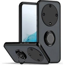 HANPORIUM Honor X9A Uyumlu Kılıf Yüzüklü Standlı Extra Darbe Koruma Sert Silikon Kapak - Siyah