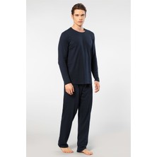 Cacharel Erkek Bisiklet Yaka Uzun Kollu Modal Pijama Takımı 2244/LACIVERT