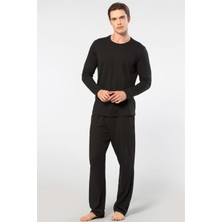 Cacharel Erkek Bisiklet Yaka Uzun Kollu Modal Pijama Takım 2244/SIYAH