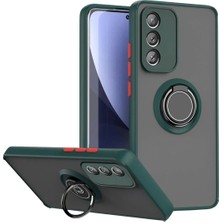 HANPORIUM Vivo V23 Uyumlu Kılıf Yüzüklü Standlı Extra Darbe Koruma Sert Silikon Kapak - Yeşil