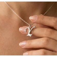 Ashak Accessories Kadın 925 Ayar Gümüş Zincirli Y Harfi Kalpli Baş Harfli Kalp Harf Alfabe Isim Kolye