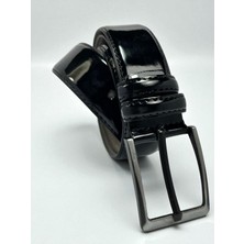 Ekuray Deri Ürünleri 3.5 cm Siyah Rugan Dikişli Erkek Kemeri