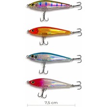 Exent, 4 Adet 8 Gr. 7,5 cm 6 Kancalı Suni Balık Yemi, Rapala-Gerçek Görünümlü Suni Yem