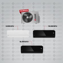 Arçelik 1+3 Multi Sistem Klima / 36100 Md Pro Dış Ünite ( 9 Btu Beyaz + 2 Adet 18 Btu Siyah Iç Üniteler )