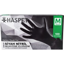 Has-pet Siyah Nitril Eldiven Pudrasız 100 Adet Muayene Eldiveni Tek Kullanımlık