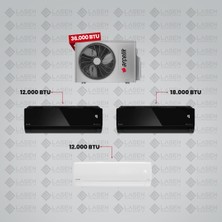 Arçelik 1+3 Multi Sistem Klima / 36100 Md Pro Dış Ünite ( 12 Btu Beyaz + 12 Btu Siyah + 18 Btu Siyah Iç Üniteler )