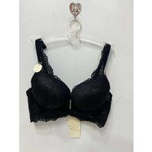 Belvü Kadın Balenli Dolgulu Dantel Detaylı Siyah Sütyen