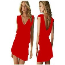 SHC4200 Likralı Plaj Elbisesi - 1 Beden - Kırmızı