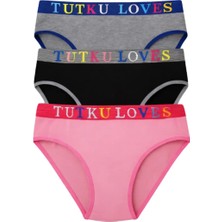 Tutku Kadın Pamuklu Günlük Slip 3’lü Set – Love Serisi, Bikini Kesim