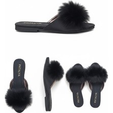 Ceyyiz Patalya Siyah Kaztüyü Topuksuz Kadın Terlik 615