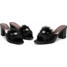 Ceyyiz Patalya Siyah Kaztüyü Dolgu Topuk Kadın Terlik 625