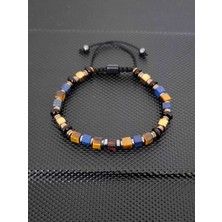 Tahrastone 5-6 mm Küp Lapis Lazuli-Kaplangözü-Hematit-Damla Kehribar Doğaltaş Bileklik Takı Aksesuar Erkek Bileklik