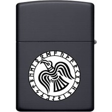 Hero Tasarım Kuzgun Mührü - Benzinli Metal Çakmak Rüzgar Dayanıklı Yeniden Doldurulabilir Klasik Çakmak | HR1025