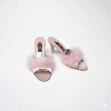 GC Terlikler Taşlı Kaztüyü Kadın Çeyiz Terlik 155 Pudra