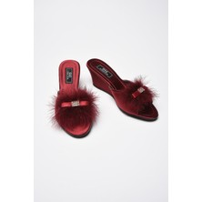 GC Terlikler Gc Bordo Kaz Tüyü Yüksek Feta Bayan Terlik 170