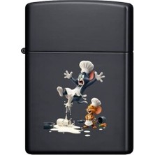 Hero Tasarım Şef Tom & Jerry - Benzinli Metal Çakmak Rüzgar Dayanıklı Yeniden Doldurulabilir Klasik Çakmak | HR1008