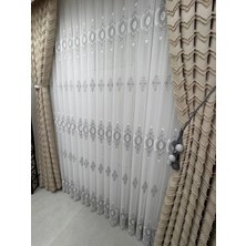 Nivemes Home Nivemeshome Serap Gümüş 1/3 Pileli Bambu Tül Perde