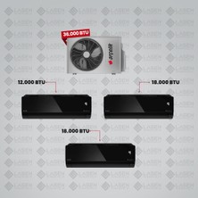 Arçelik 1+3 Multi Sistem Klima / 36100 Md Pro Dış Ünite ( 12 Btu Siyah + 2 Adet 18 Btu Siyah Iç Üniteler )