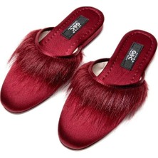 GC Terlikler Gc 245 Tüylü Önü Kapalı Bayan Terlik Bordo