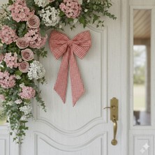 Hobizer Tekstil Kapı Süsü Kırmızı Fiyonk Kurdela Hediyelik Süs 40X45 cm