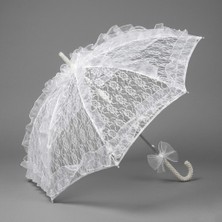 Ceyyiz Gelin Şemsiyesi Tamamı Dantel Beyaz