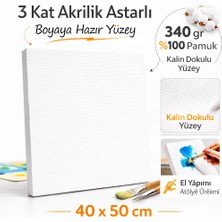 Novytech 40x50 340 gr %100 Pamuk Profesyonel Resim Tuvali – 3 Kat Akrilik Astarlı Boyaya Hazır