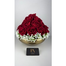 Palpe 30CM Vazo Kırmızı Gül Kız Isteme Yapay Çiçek Nişan Sevgili Söz Aranjman Sehpa Masa Çiçeği Dekor