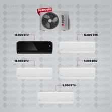Arçelik 1+5 Multi Sistem Klima / 36100 Md Pro Dış Ünite ( 2 Adet 9 Btu Beyaz + 2 Adet 12 Btu Beyaz + 12 Btu Siyah Iç Üniteler )
