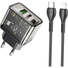Maxdora Hoco N34 PD20W Usb+Type-C + iPhone Lightning Kablo Hızlı Şarj Adaptör SETI-(5775 - MX002U-7IYOI