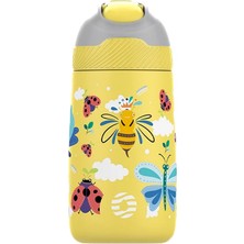 Vagonlife Paslanmaz Çelik Su Matarası - Desenli - 350ML - Pipetli Çelik Suluk Termos