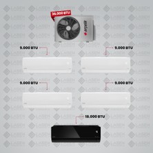 Arçelik 1+5 Multi Sistem Klima / 36100 Md Pro Dış Ünite ( 4 Adet 9 Btu Beyaz + 18 Btu Siyah Iç Üniteler )