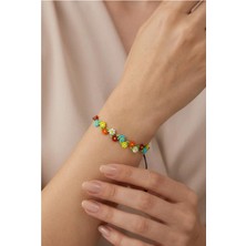 Petek Aksesuar Papatya Çiçek Oya Boncuk Makrome Bileklik