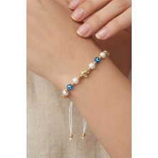 Petek Aksesuar Nazar Caretta Kaplumbağa Inci Makrome Bileklik